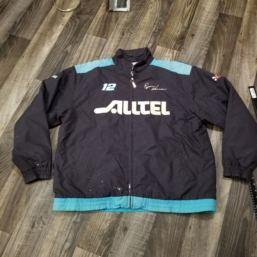Ryan Newman Chase 12 Alltel Racing Jacket Large‎ Nylon NASCAR Puffer Thrashed